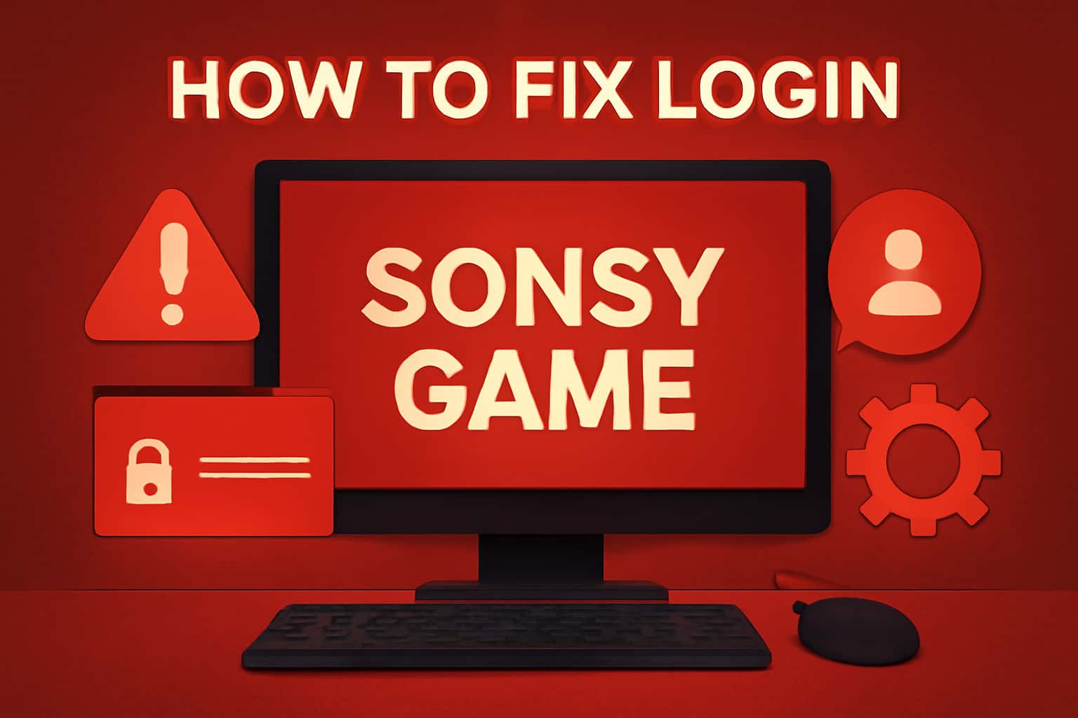 Informational graphic about fixing login issues for Sonsy Game.