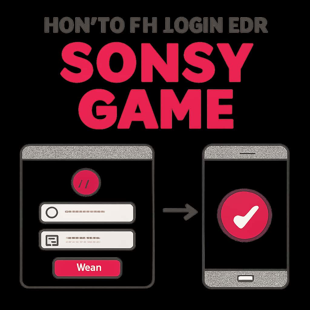 Illustration detailing login troubleshooting steps for Sonsy Game.