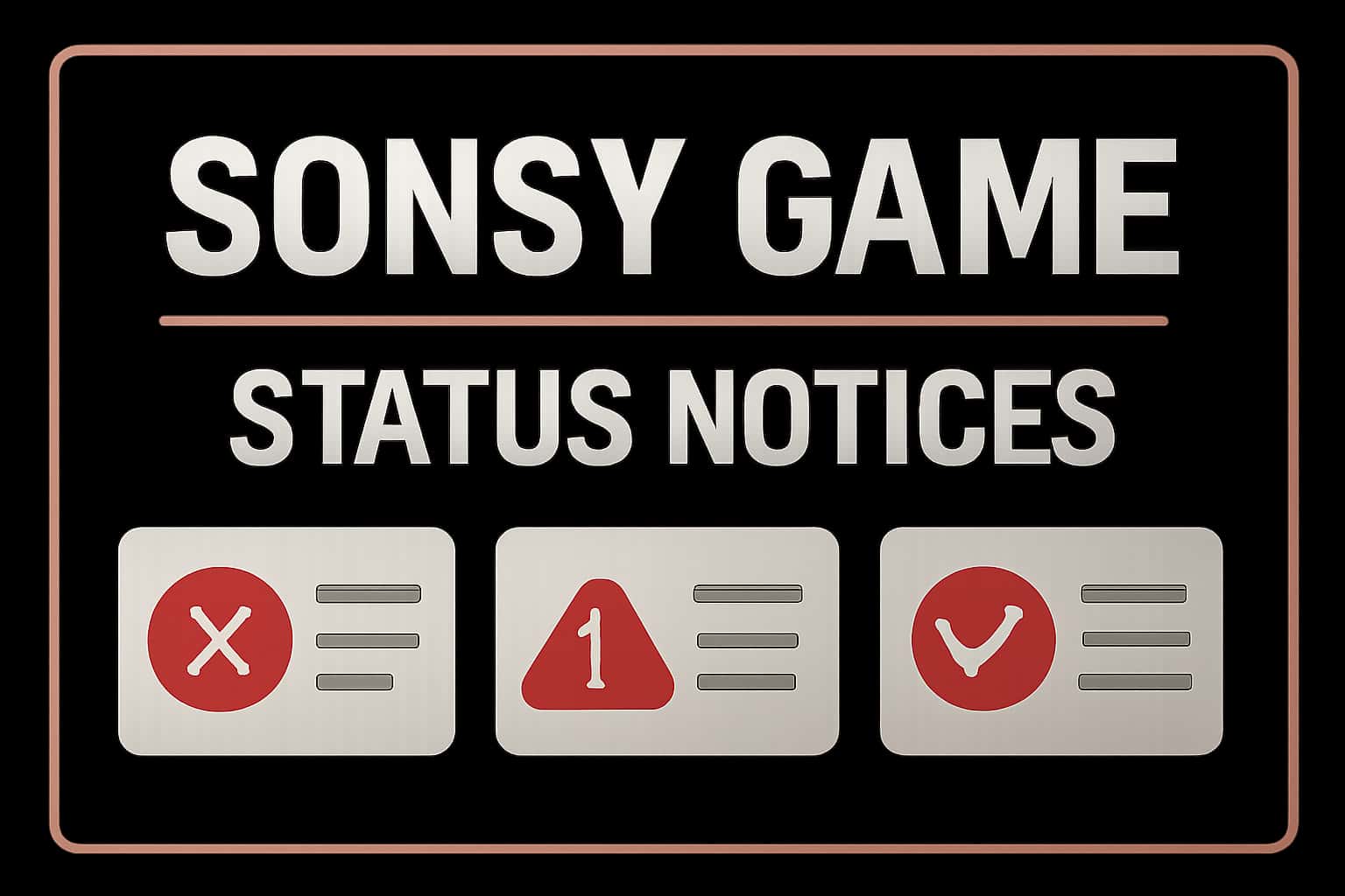 Informational scene depicting Sonsy Game Status Notices.