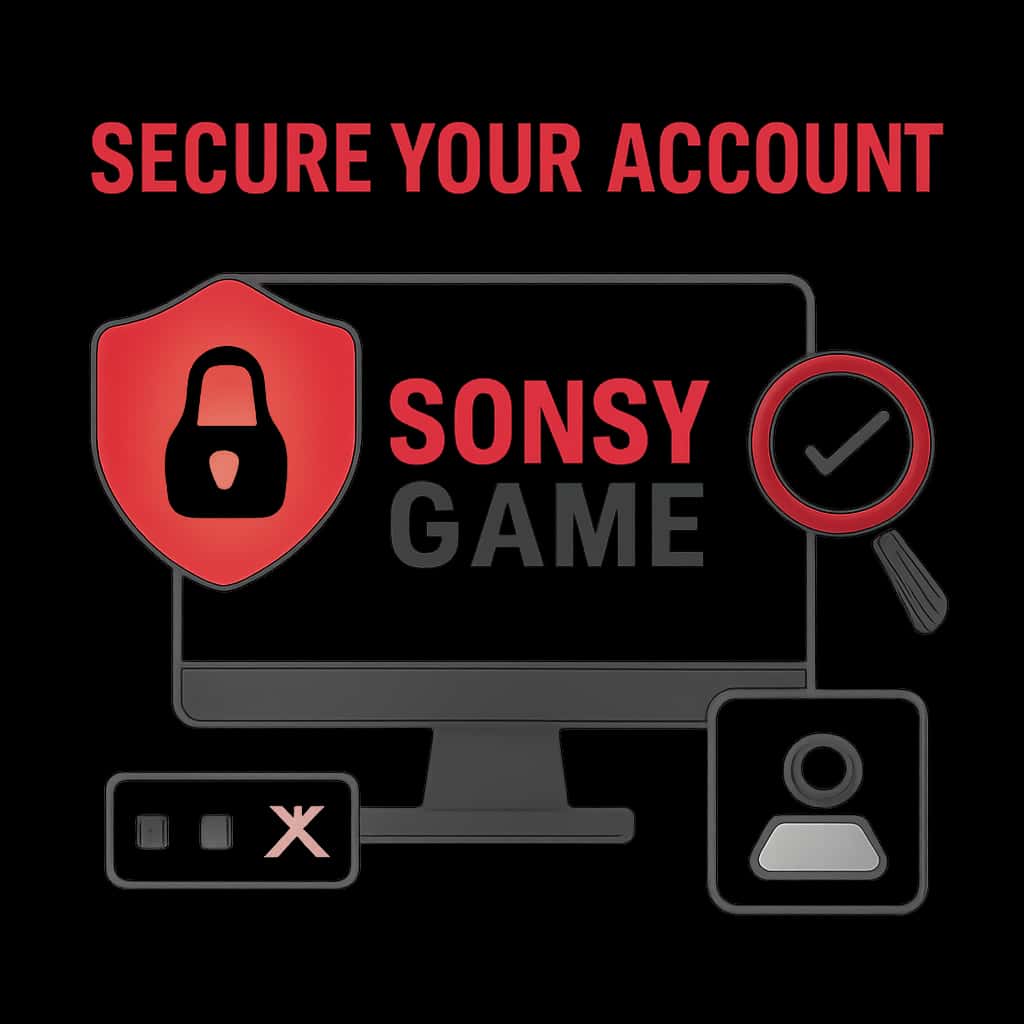 An educational diagram detailing security measures for Sonsy Game accounts.