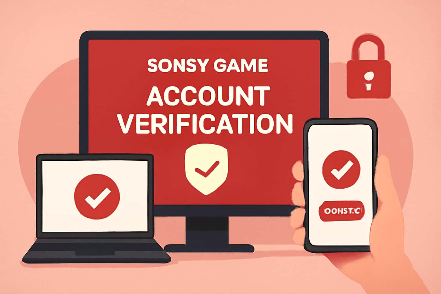 Informative scene depicting Sonsy Game Account Verification process.